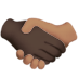 🫱🏿‍🫲🏽 handshake: dark skin tone, medium skin tone display on Apple